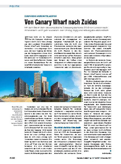 Vorschauseite 1: Europäische Arzneimittel-Agentur: Von Canary Wharf nach Zuidas