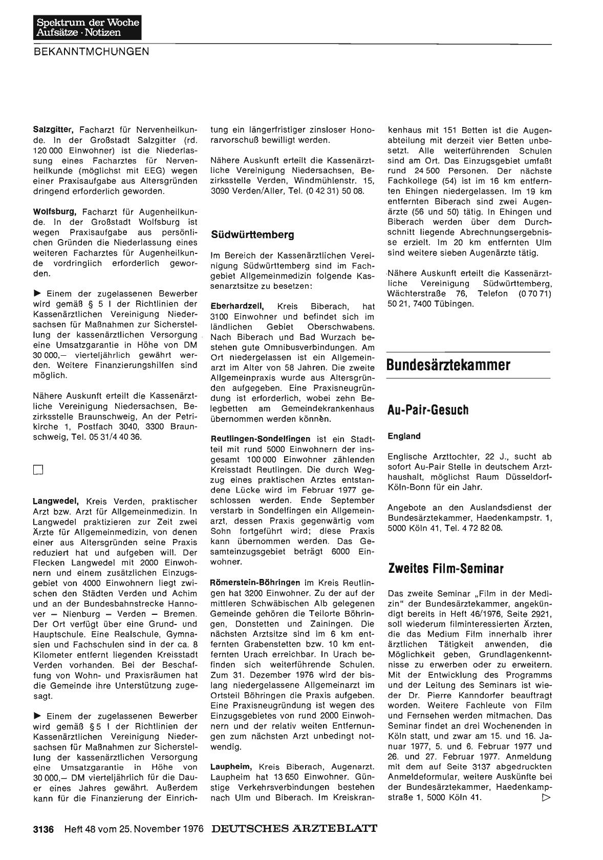 Vorschauseite 1: Bundesärztekammer: Zweites Film-Seminar