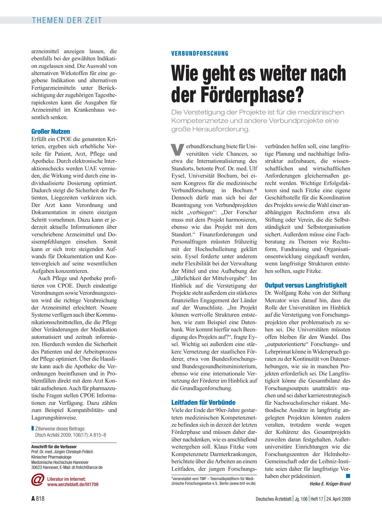 Vorschauseite 1: Verbundforschung: Wie geht es weiter nach der Förderphase?