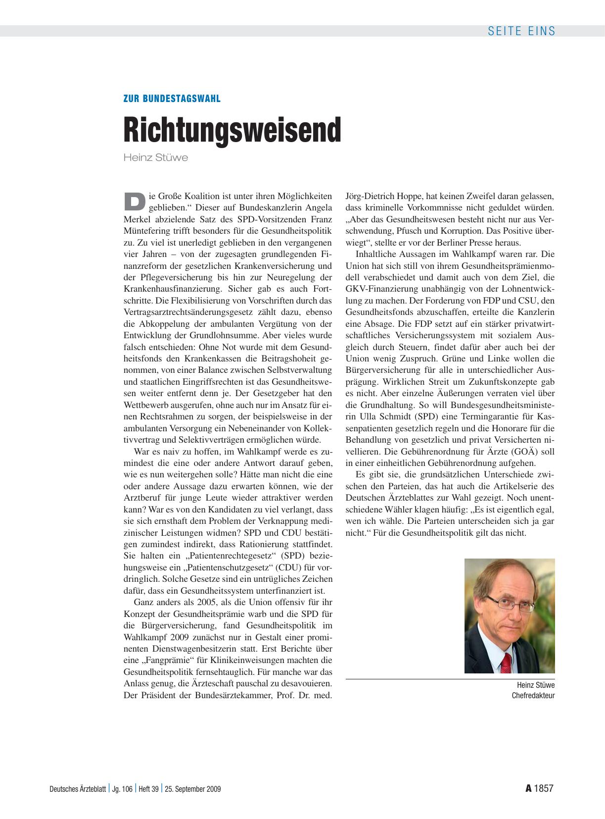 Vorschauseite 1: Zur Bundestagswahl: Richtungsweisend