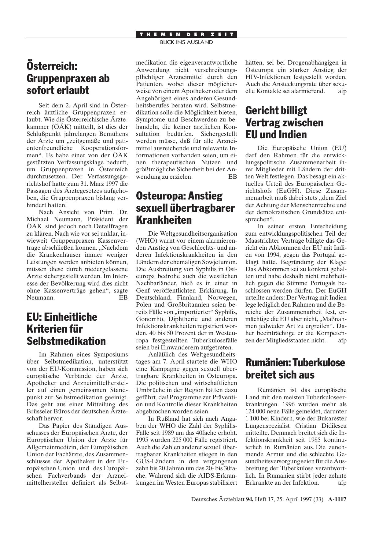 Vorschauseite 1: EU: Einheitliche Kriterien für Selbstmedikation