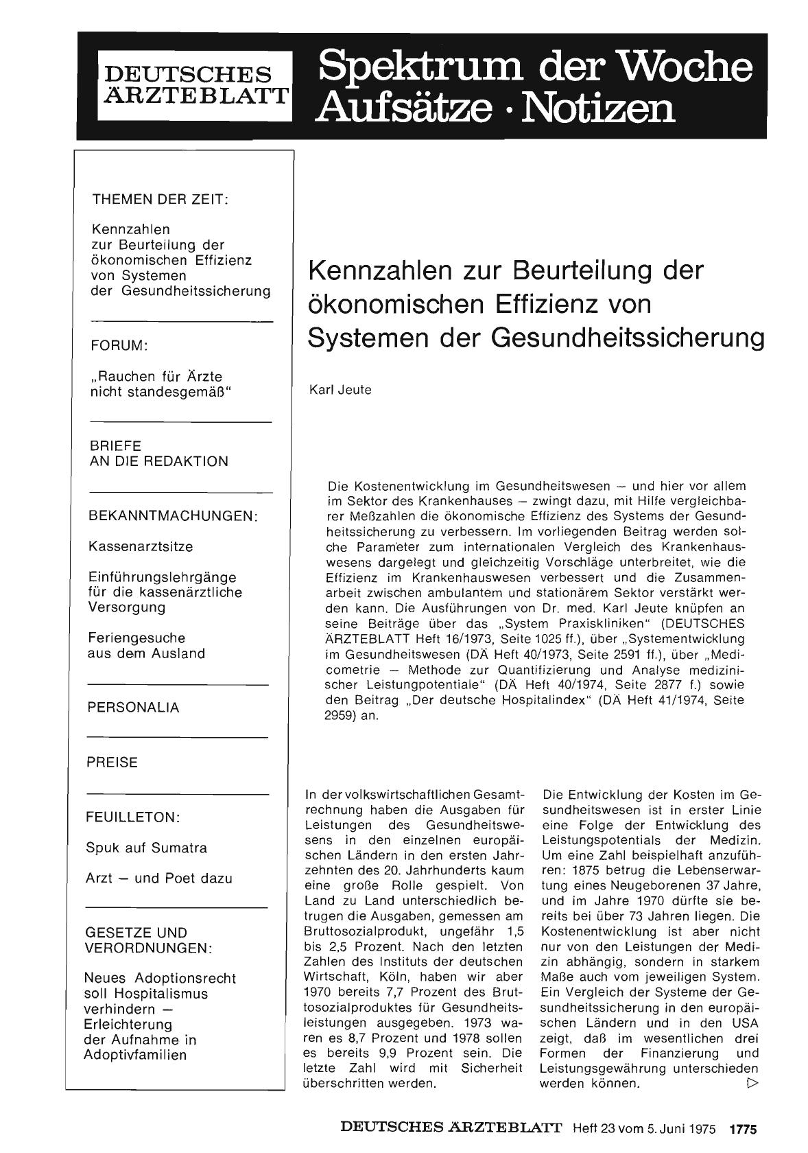 Vorschauseite 1: Kennzahlen zur Beurteilung der ökonomischen Effizienz von Systemen der Gesundheitssicherung