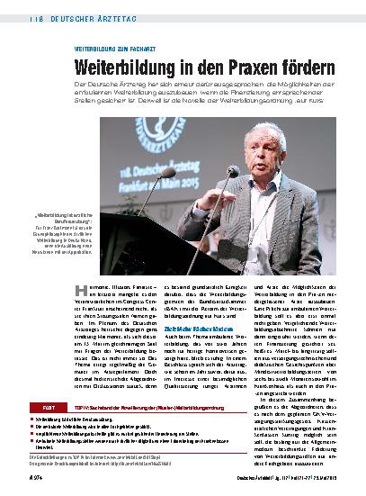 Vorschauseite 1: Weiterbildung zum Facharzt: Weiterbildung in den Praxen fördern