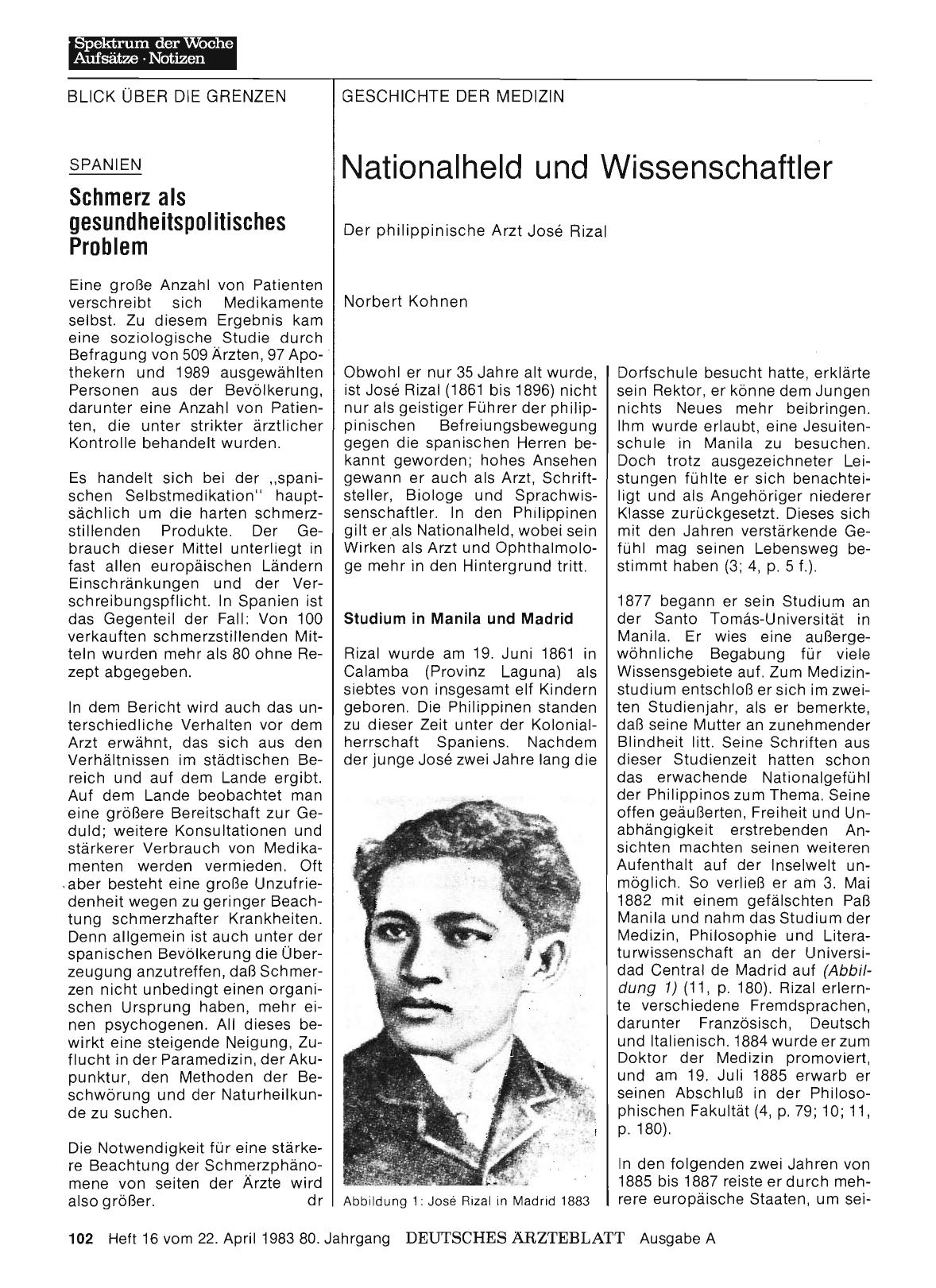 Vorschauseite 1: Nationalheld und Wissenschaftler: Der philippinische Arzt José Rizal