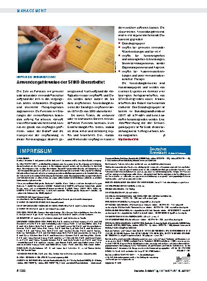 Vorschauseite 1: Impfen bei Immundefizienz: Anwendungshinweise der STIKO überarbeitet