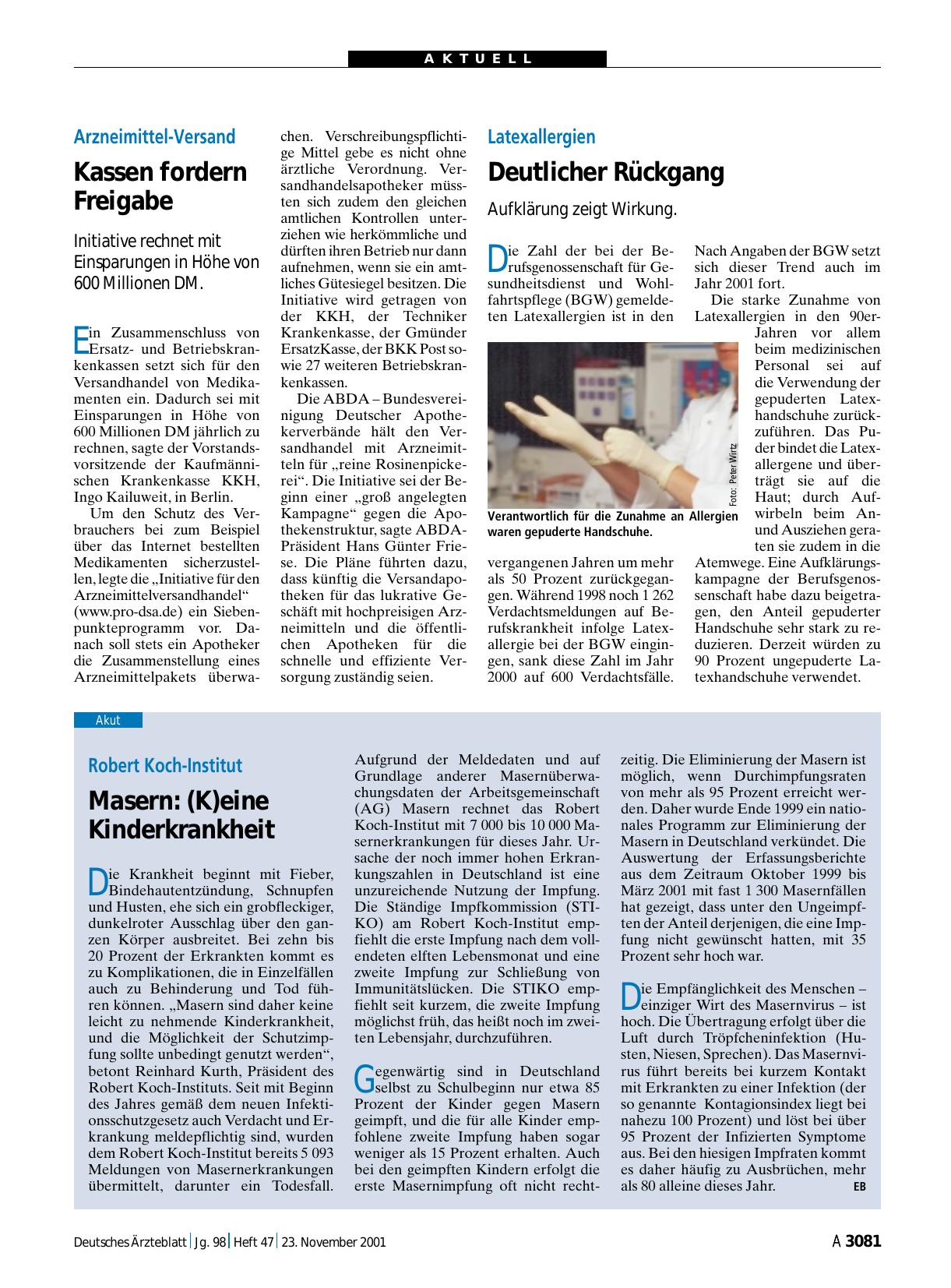 Vorschauseite 1: Arzneimittel-Versand: Kassen fordern Freigabe