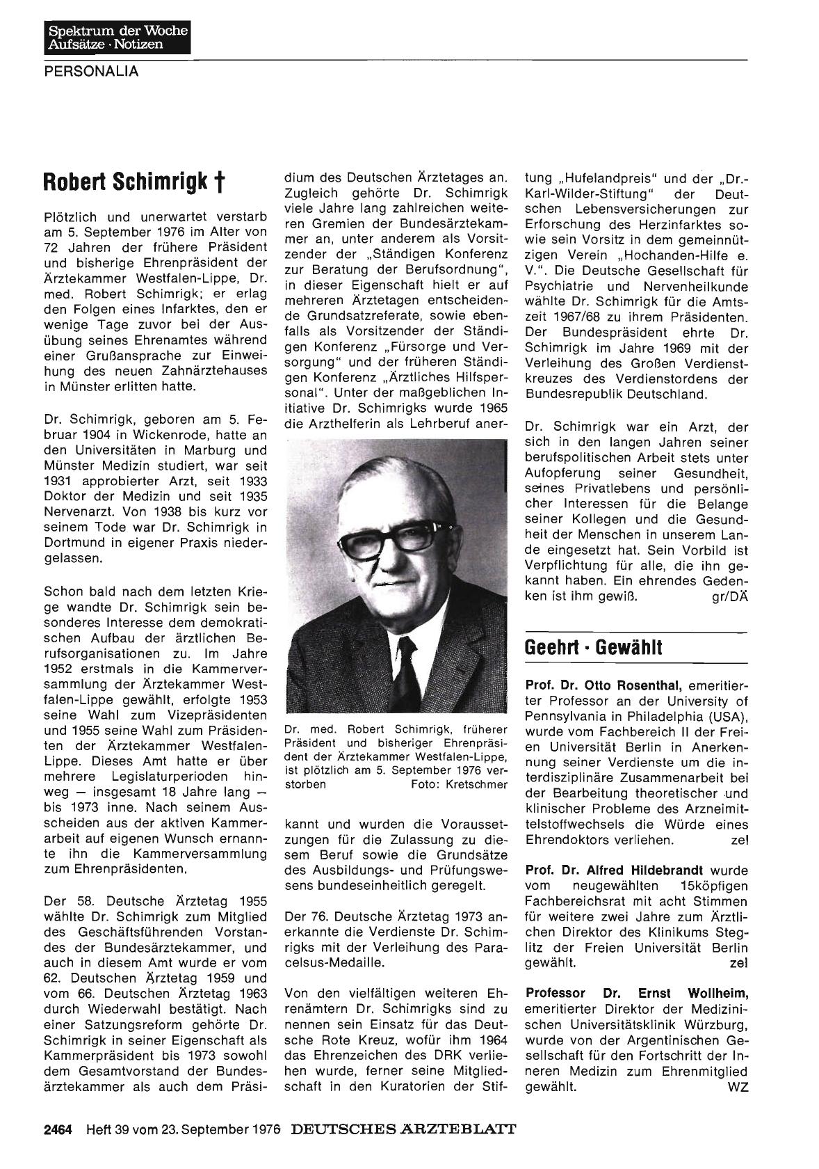 Vorschauseite 1: Robert Schimrigk †