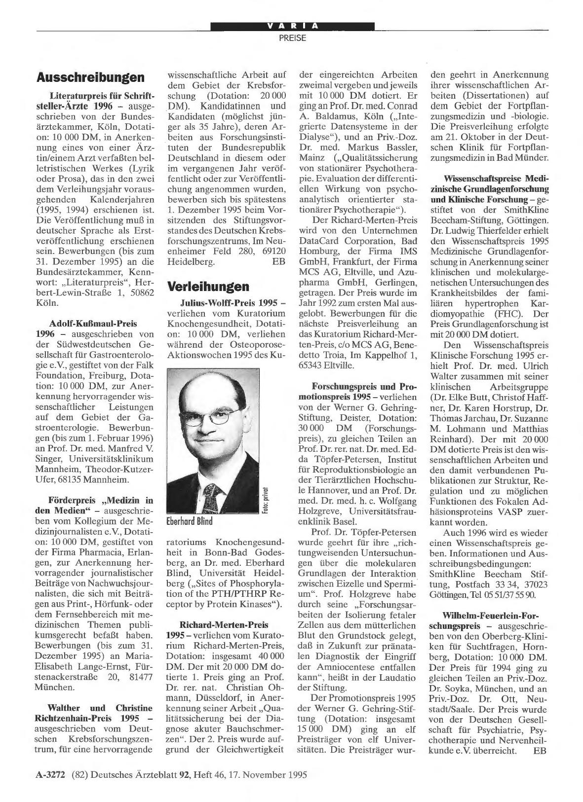 Vorschauseite 1: Verleihungen
