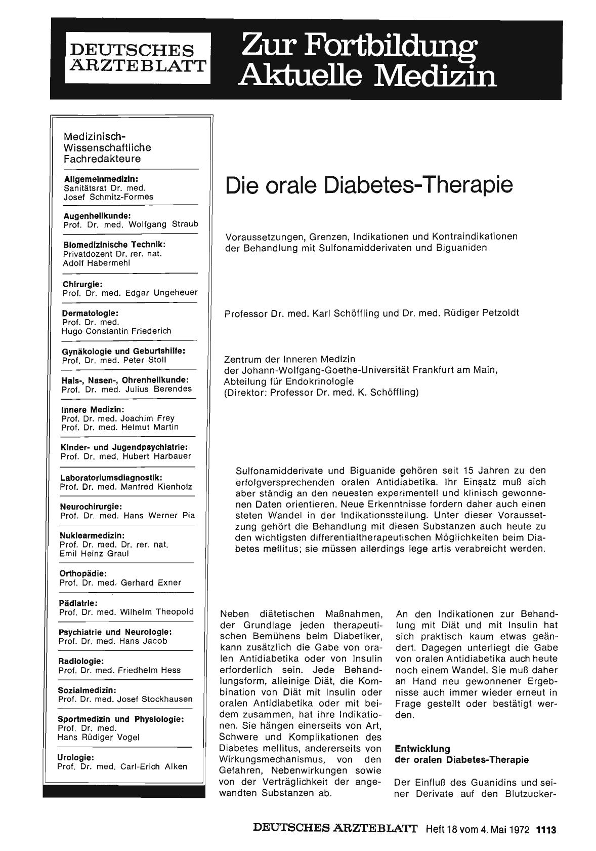 Vorschauseite 1: Die orale Diabetes-Therapie: Voraussetzungen, Grenzen, Indikationen und Kontraindikationen der Behandlung mit Sulfonamidderivaten und Biguaniden
