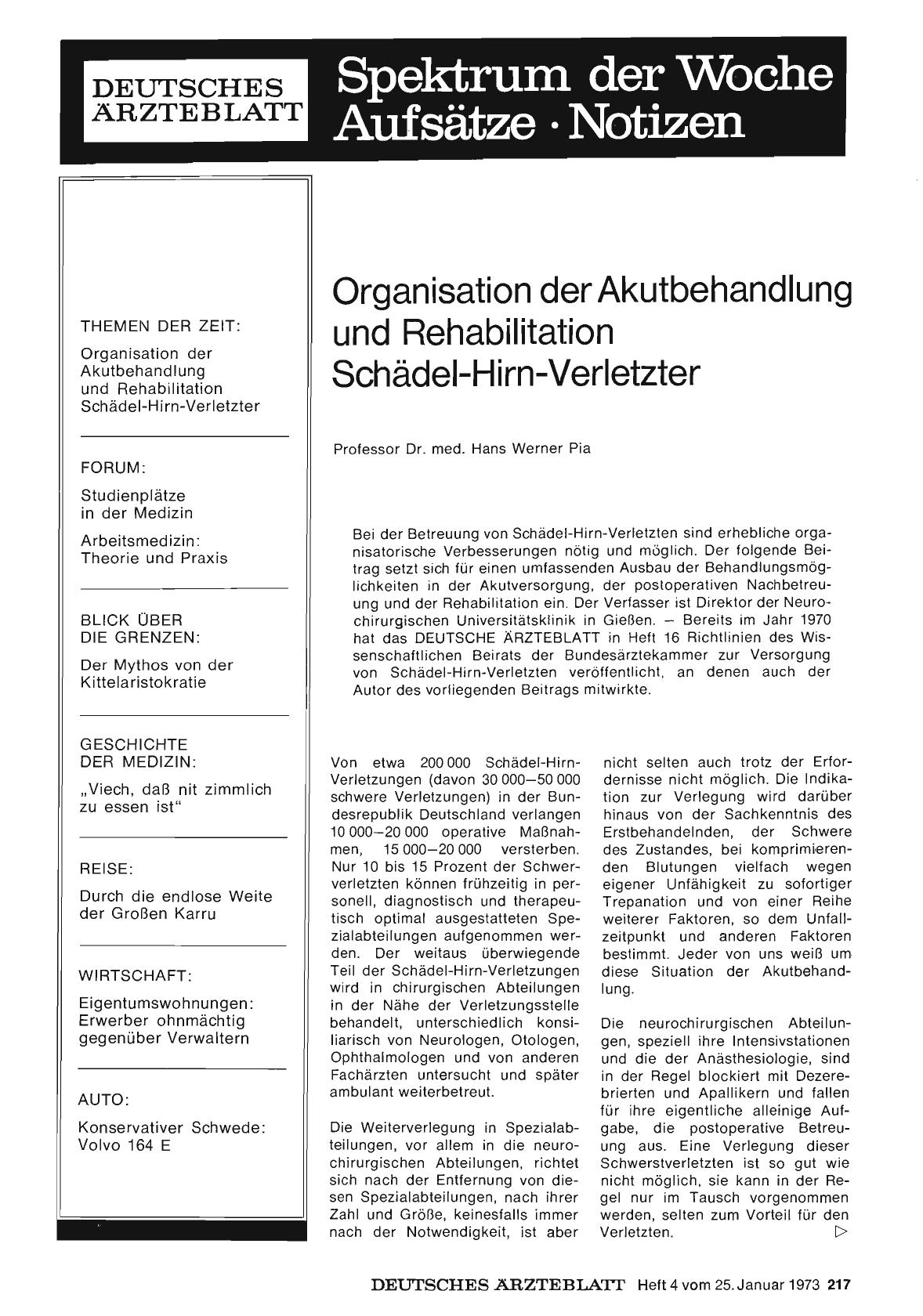 Vorschauseite 1: Organisation der Akutbehandlung und Rehabilitation Schädel-Hirn-Verletzter