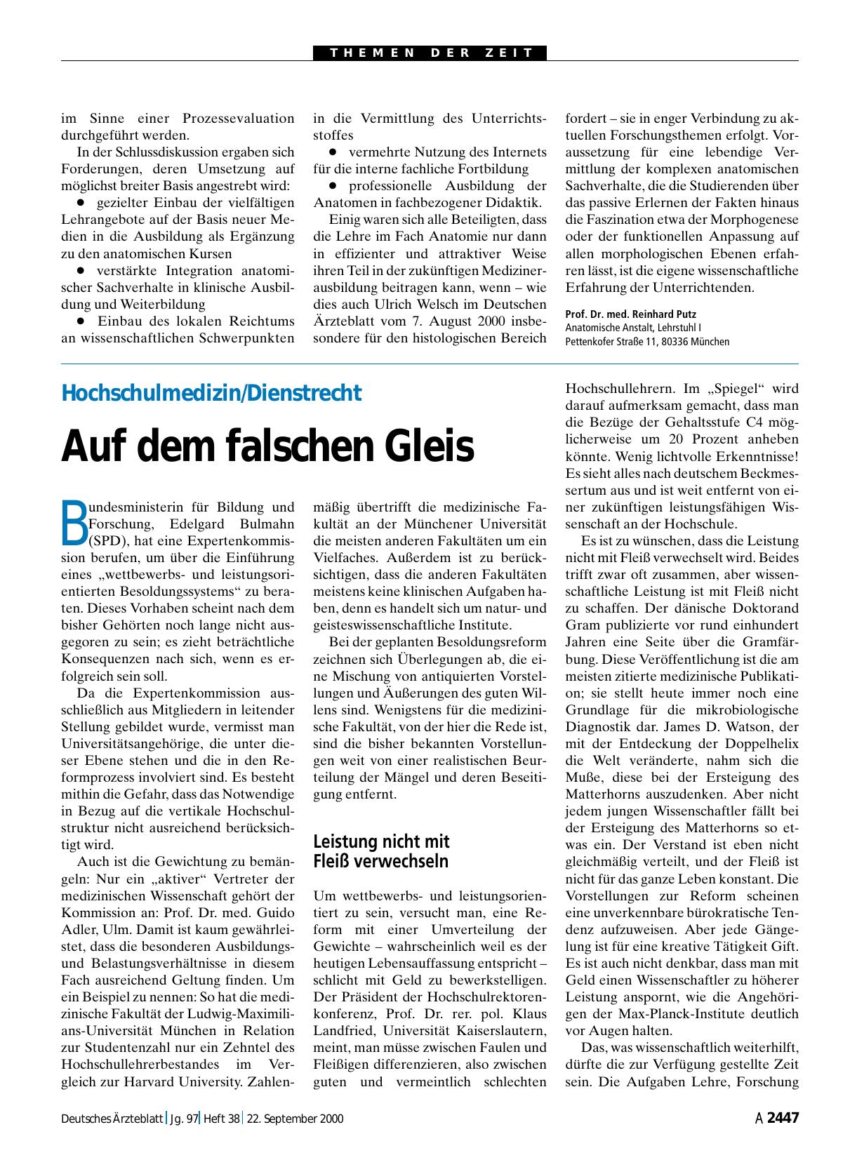 Vorschauseite 1: Hochschulmedizin/Dienstrecht: Auf dem falschen Gleis