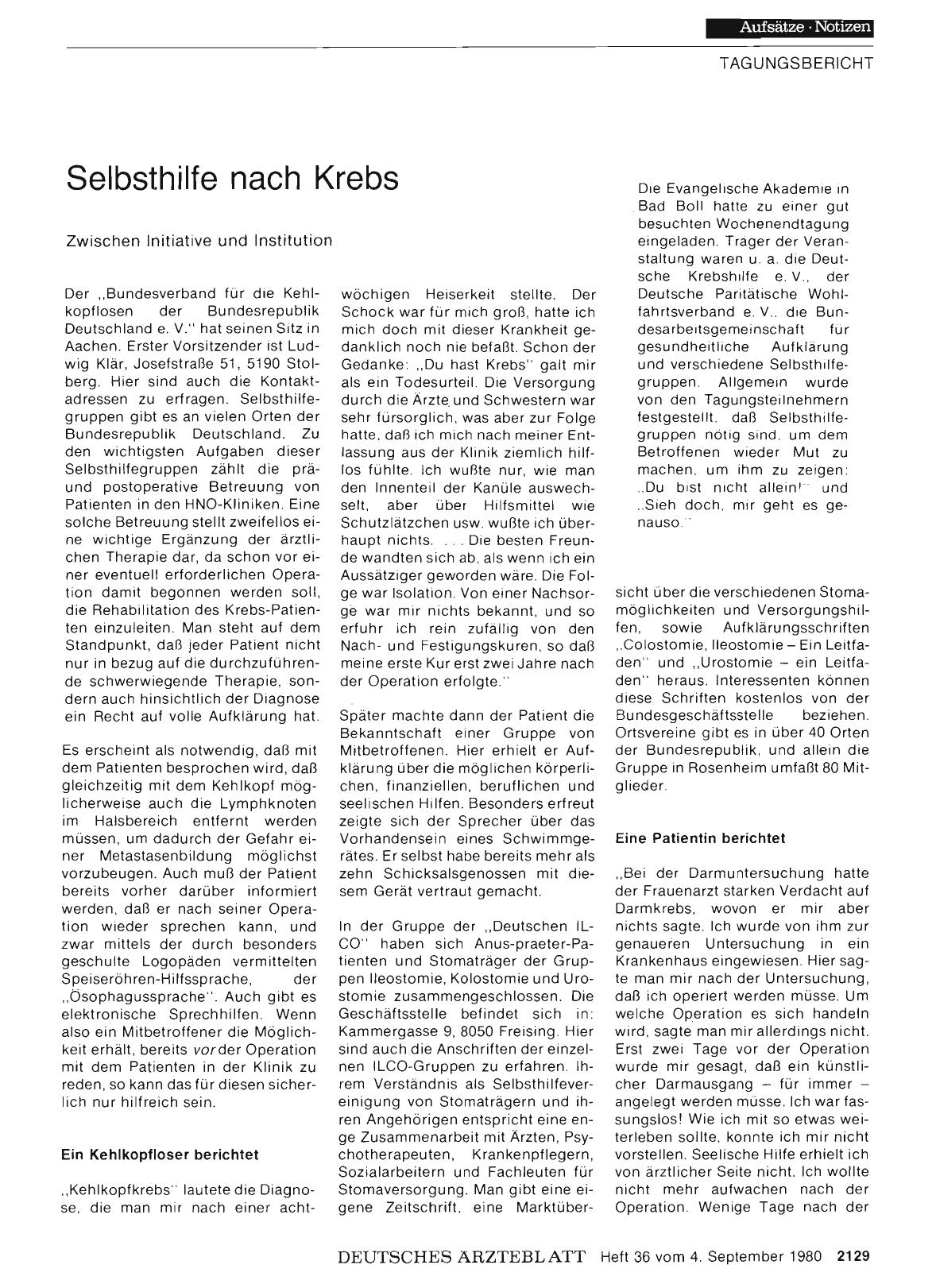 Vorschauseite 1: Selbsthilfe nach Krebs: Zwischen Initiative und Institution