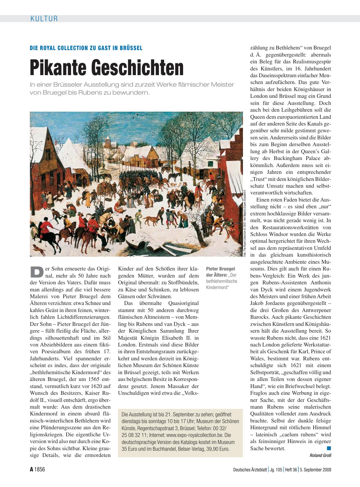 Vorschauseite 1: Die Royal Collection zu Gast in Brüssel: Pikante Geschichten