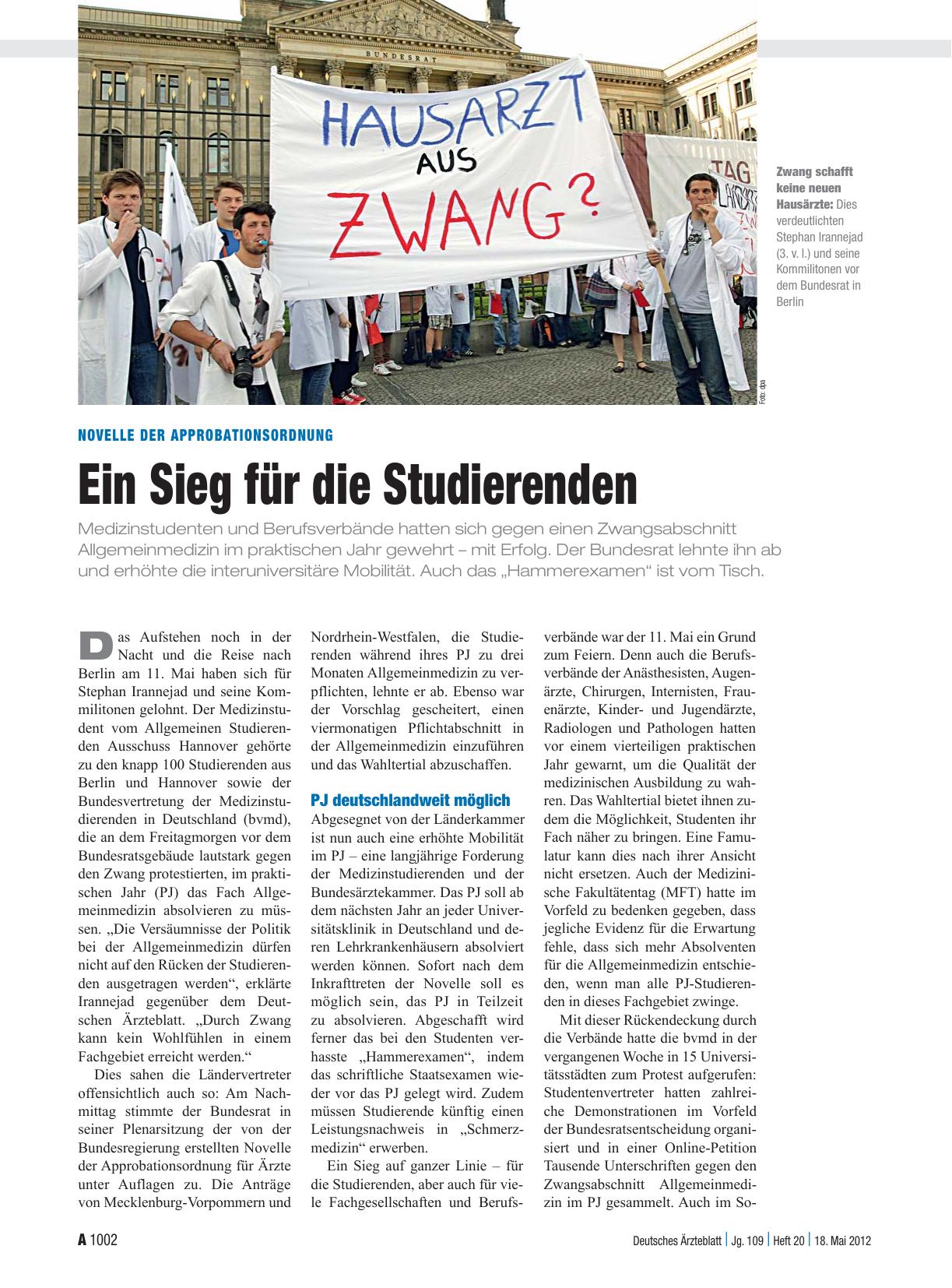 Vorschauseite 1: Novelle der Approbationsordnung: Ein Sieg für die Studierenden