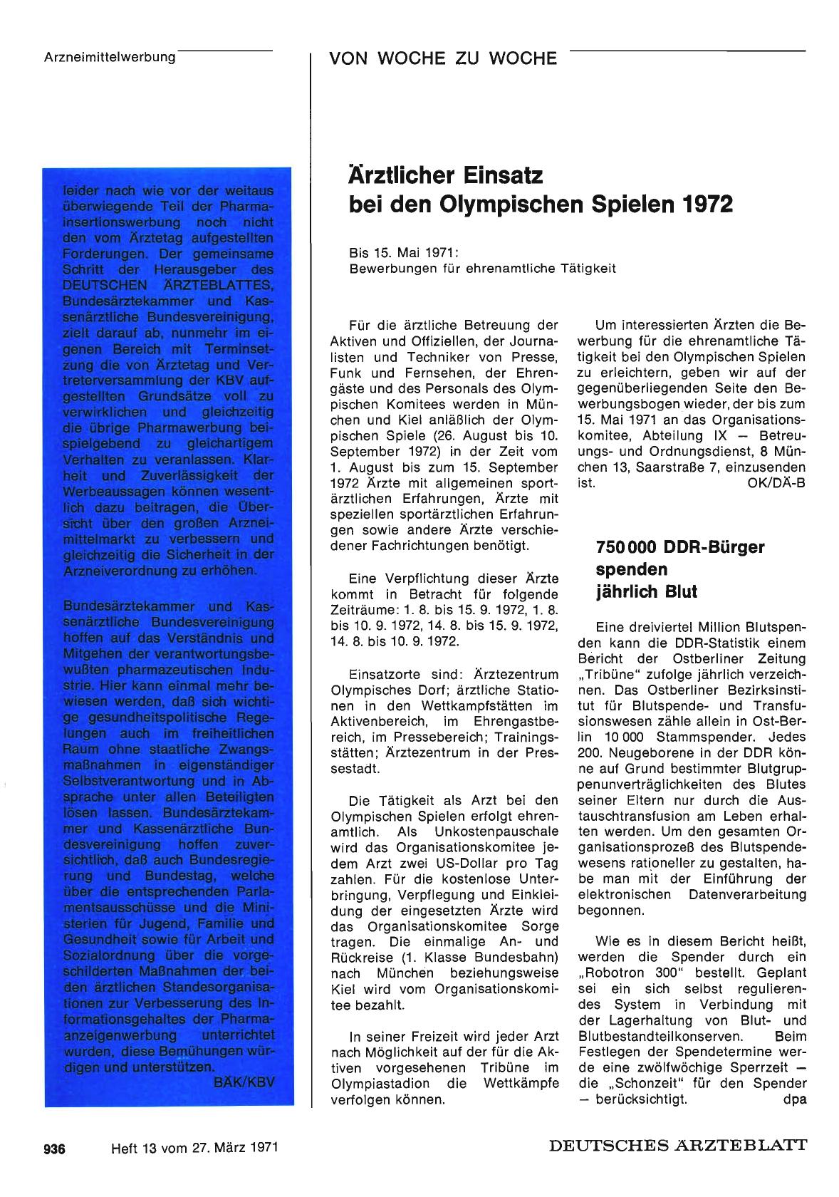 Vorschauseite 1: Ärztlicher Einsatz bei den Olympischen Spielen 1972