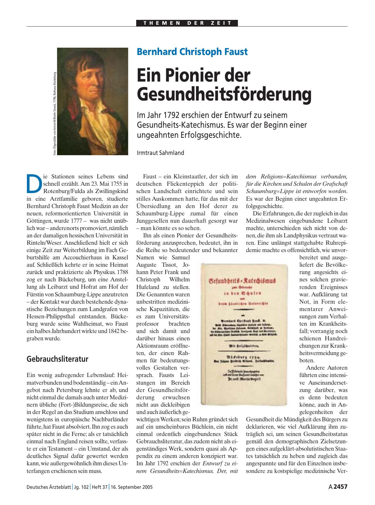 Vorschauseite 1: Bernhard Christoph Faust: Ein Pionier der Gesundheitsförderung