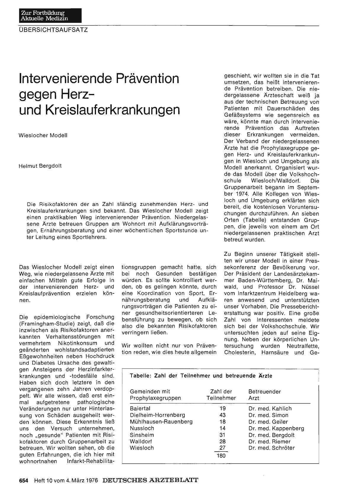 Vorschauseite 1: Intervenierende Prävention gegen Herzund Kreislauferkrankungen