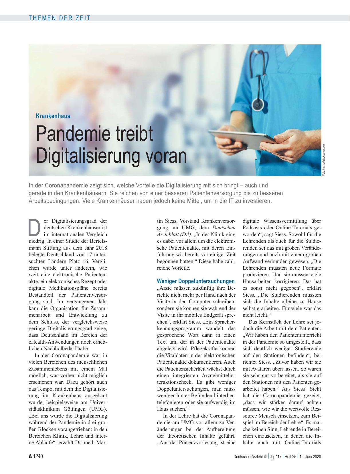 Vorschauseite 1: Krankenhaus: Pandemie treibt Digitalisierung voran