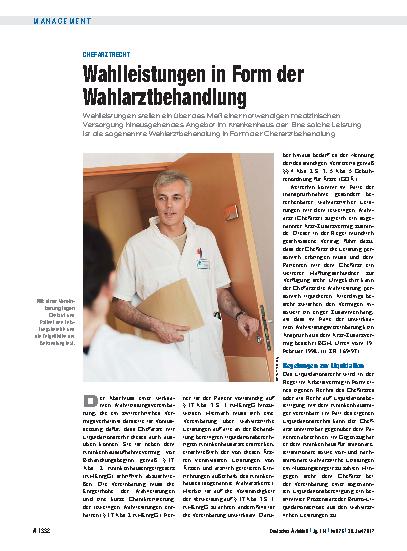Vorschauseite 1: Chefarztrecht: Wahlleistungen in Form der Wahlarztbehandlung