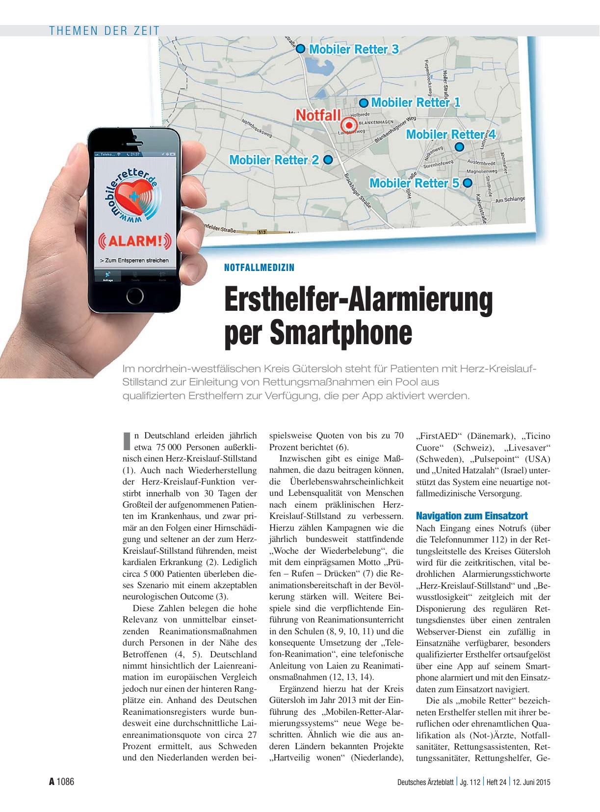 Vorschauseite 1: Notfallmedizin: Ersthelfer-Alarmierung per Smartphone