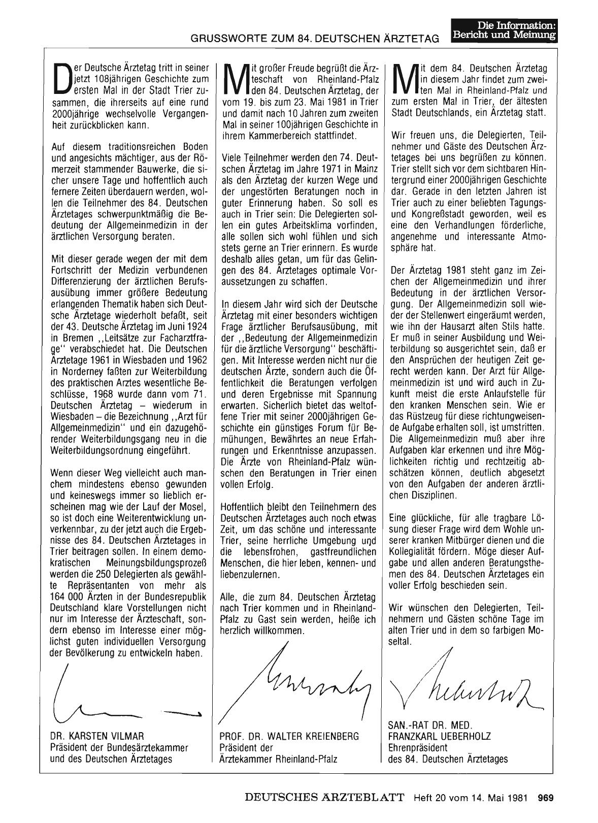 Vorschauseite 1: GRUSSWORTE ZUM 84. DEUTSCHEN ÄRZTETAG
