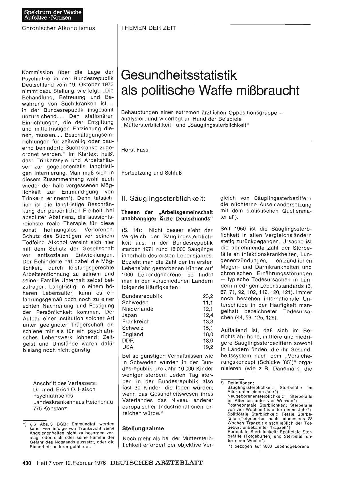 Vorschauseite 1: Gesundheitsstatistik als politische Waffe mißbraucht