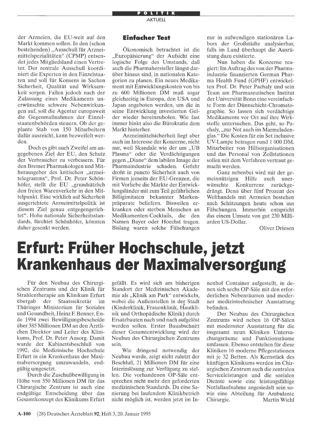 Vorschauseite 1: Erfurt: Früher Hochschule, jetzt Krankenhaus der Maximalversorgung