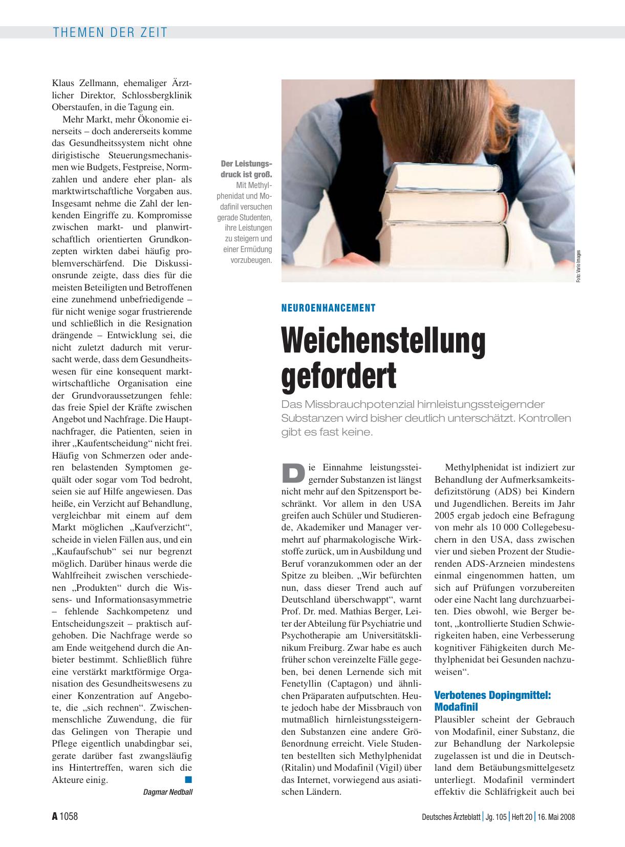 Vorschauseite 1: Neuroenhancement: Weichenstellung gefordert