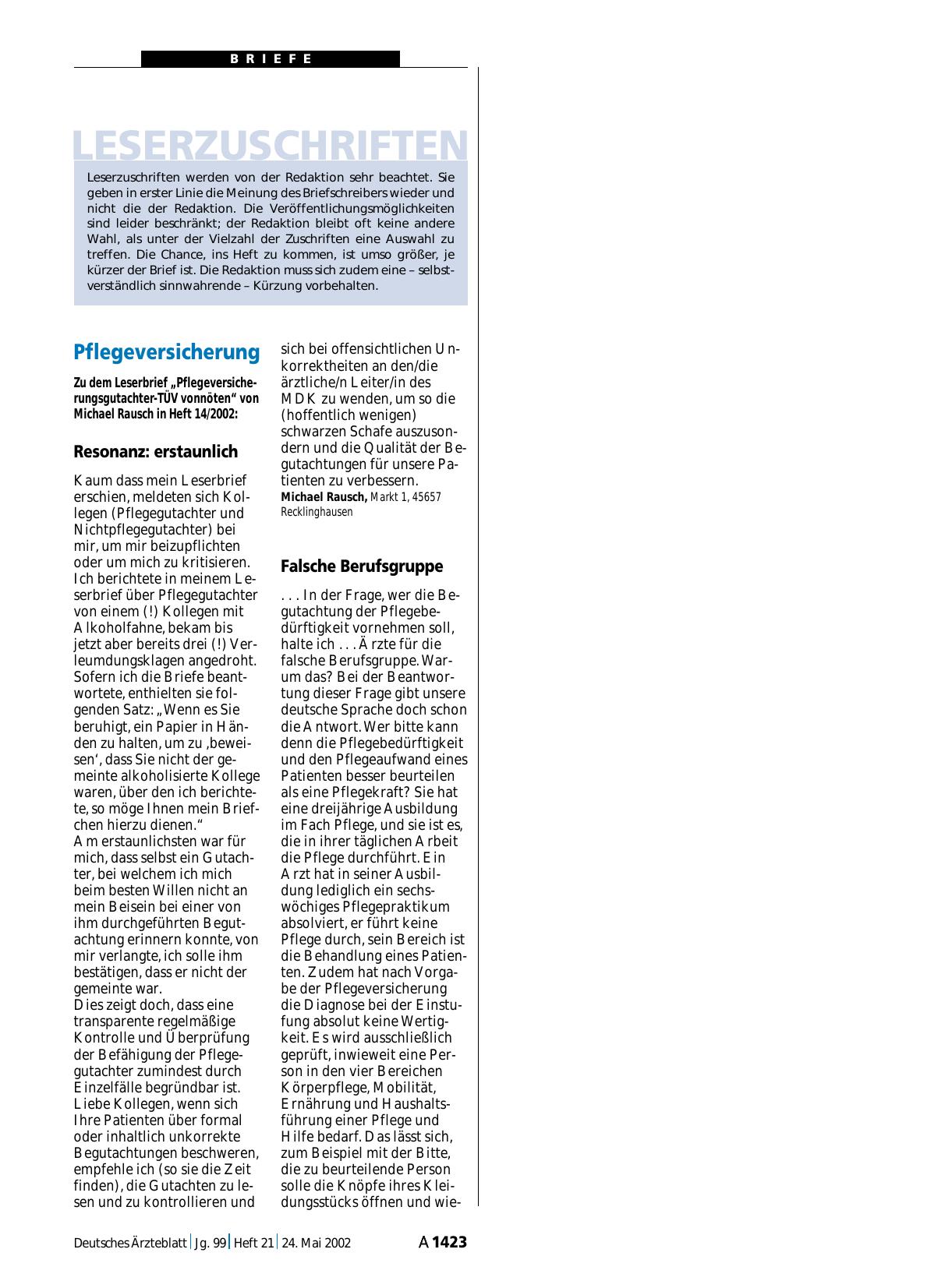 Vorschauseite 1: Pflegeversicherung: Falsche Berufsgruppe