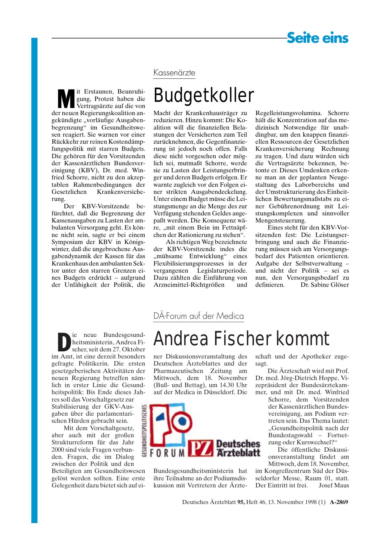 Vorschauseite 1: Kassenärzte: Budgetkoller