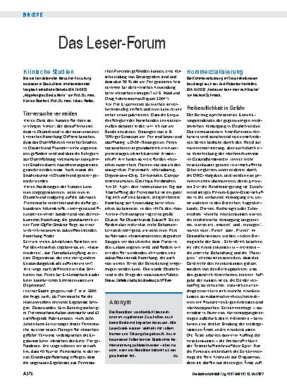Vorschauseite 1: Klinische Studien: Tierversuche vermeiden