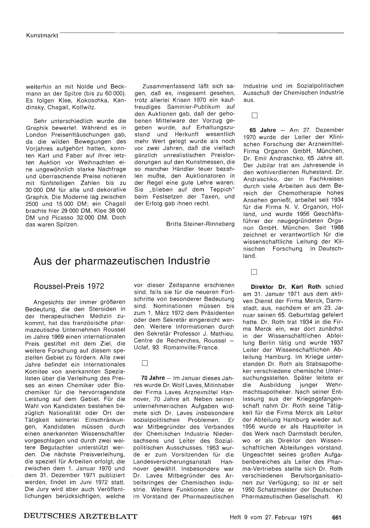 Vorschauseite 1: Aus der pharmazeutischen Industrie