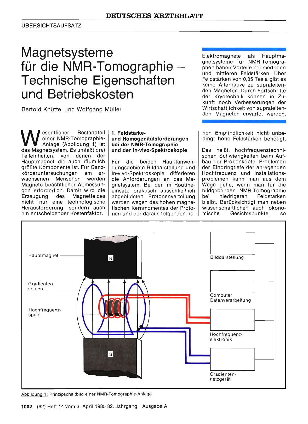 Vorschauseite 1: Magnetsysteme für die NMR-Tomographie — Technische Eigenschaften und Betriebskosten