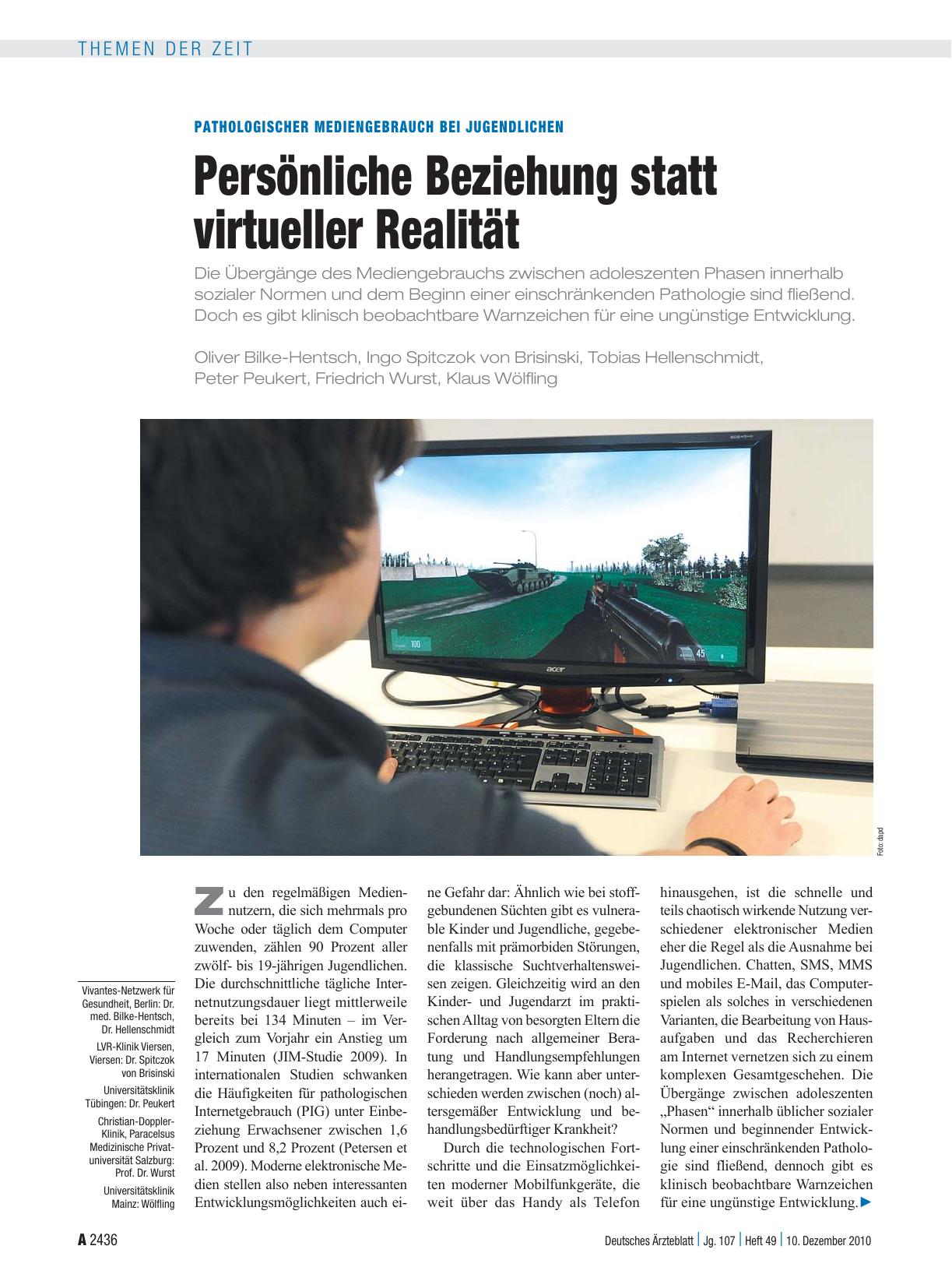 Vorschauseite 1: Pathologischer Mediengebrauch bei Jugendlichen: Persönliche Beziehung statt virtueller Realität