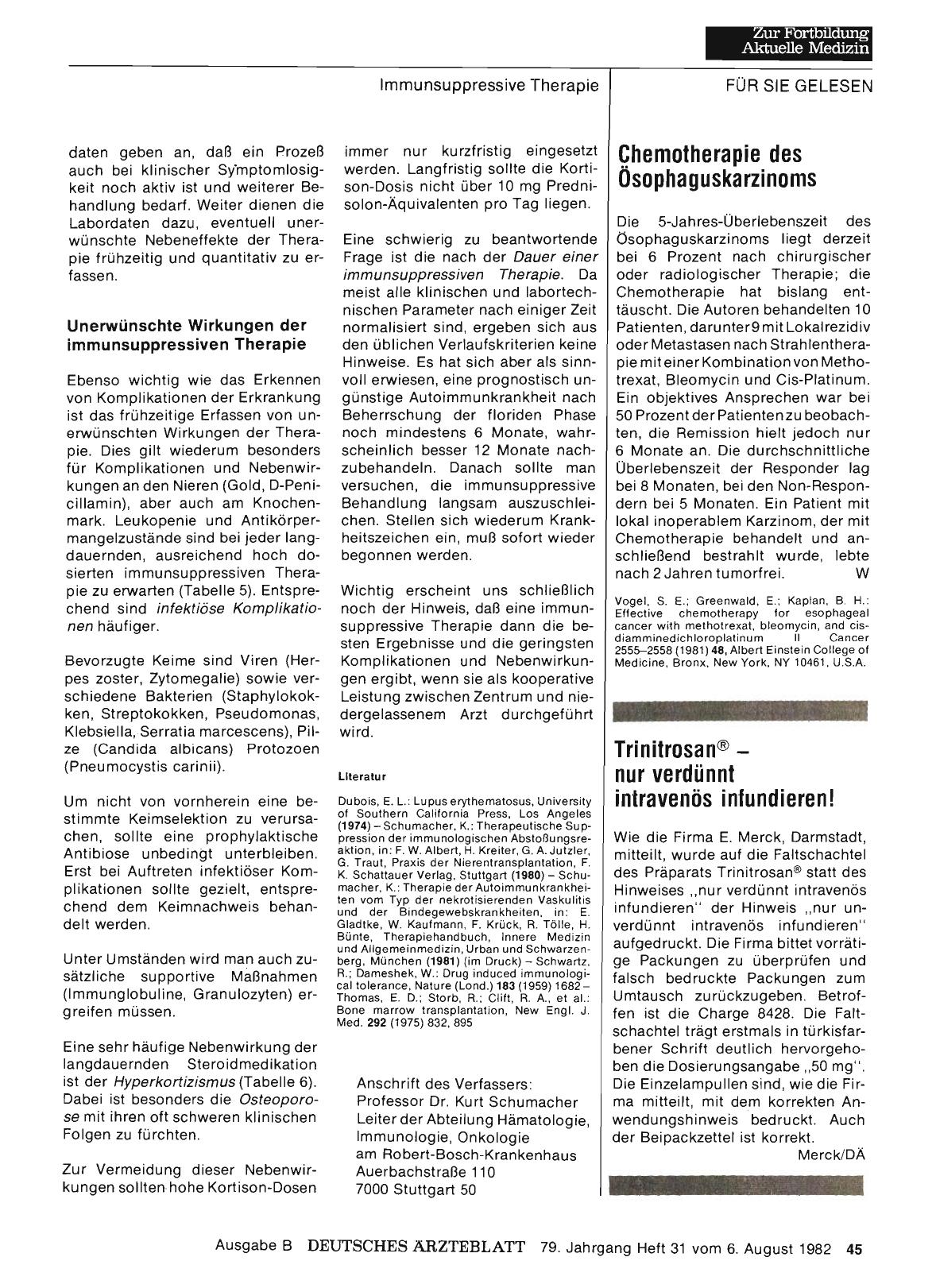 Vorschauseite 1: Chemotherapie des Ösophaguskarzinoms