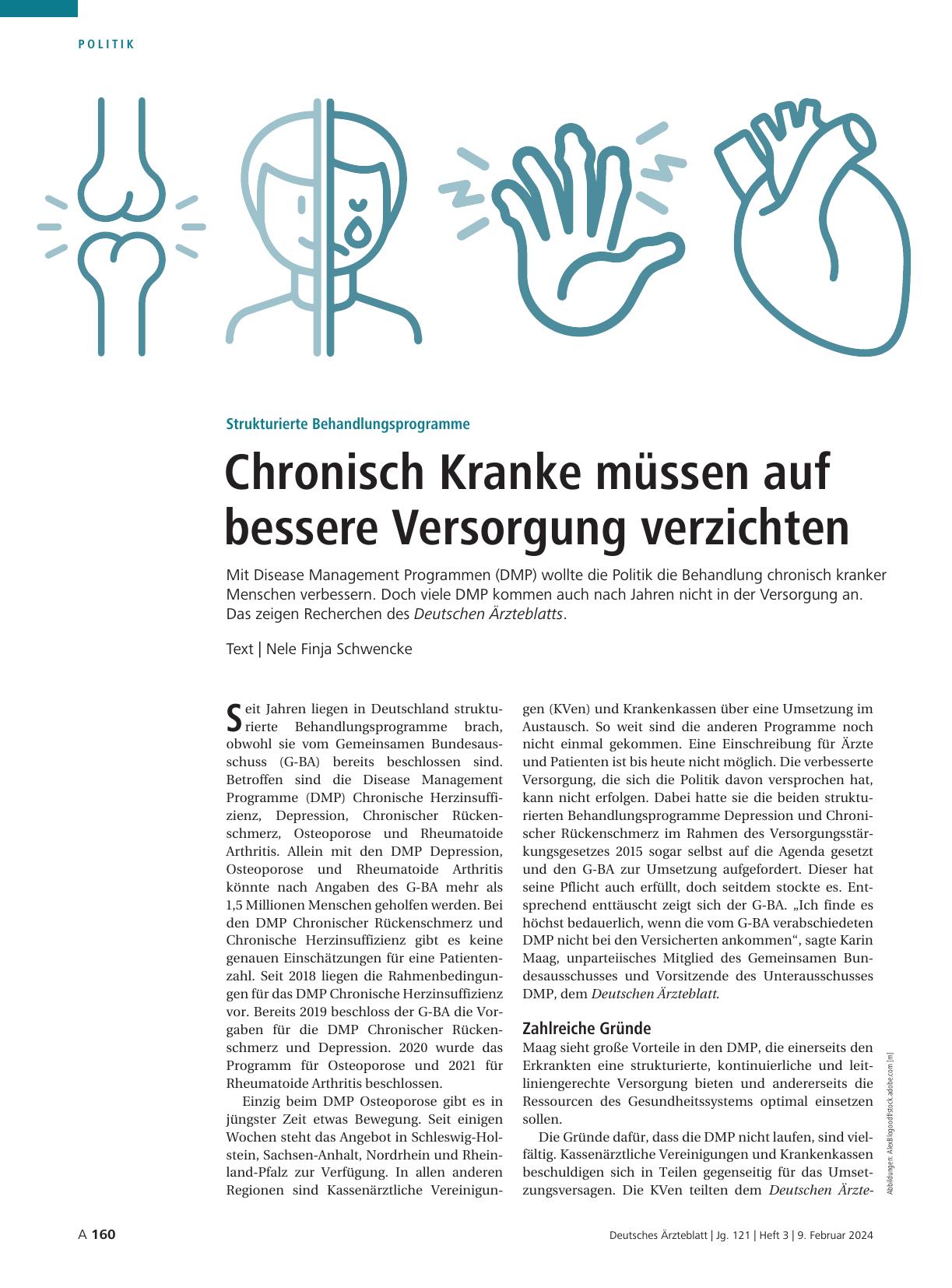 Vorschauseite 1: Strukturierte Behandlungsprogramme: Chronisch Kranke müssen auf bessere Versorgung verzichten