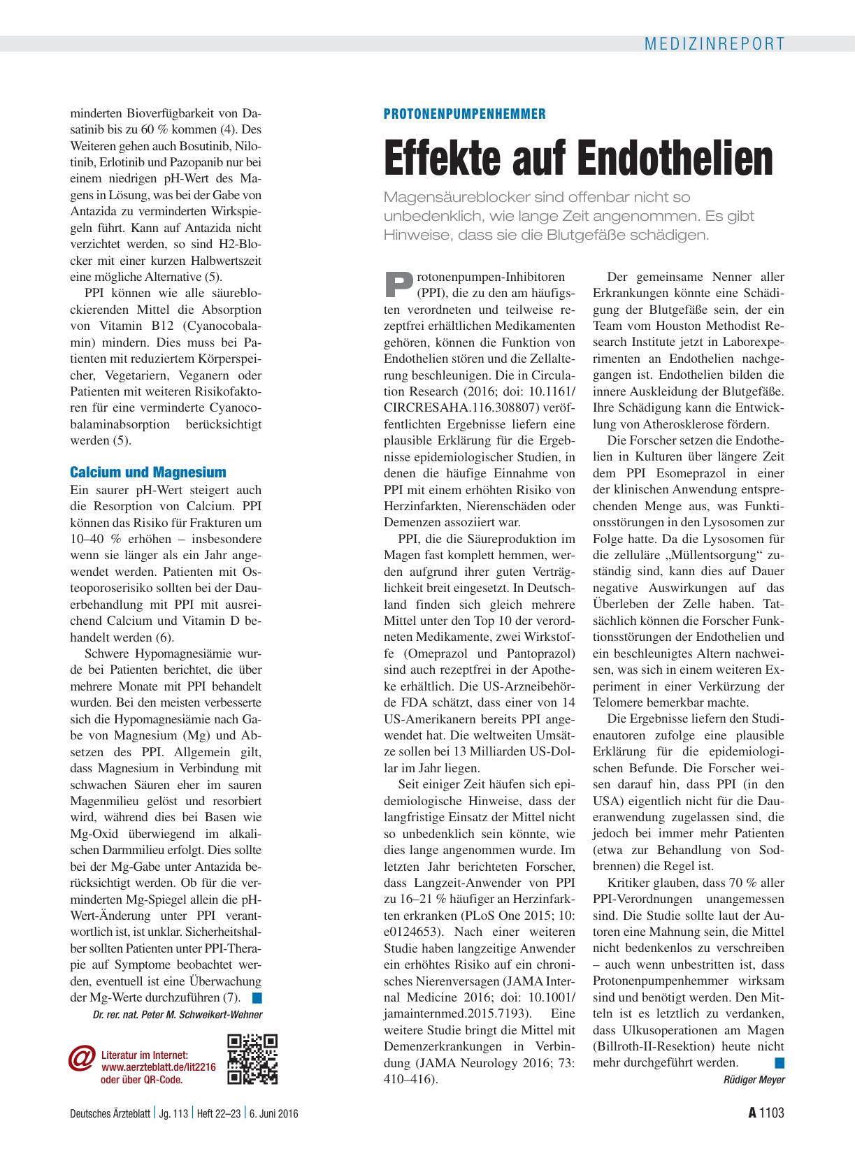 Vorschauseite 1: Protonenpumpenhemmer: Effekte auf Endothelien