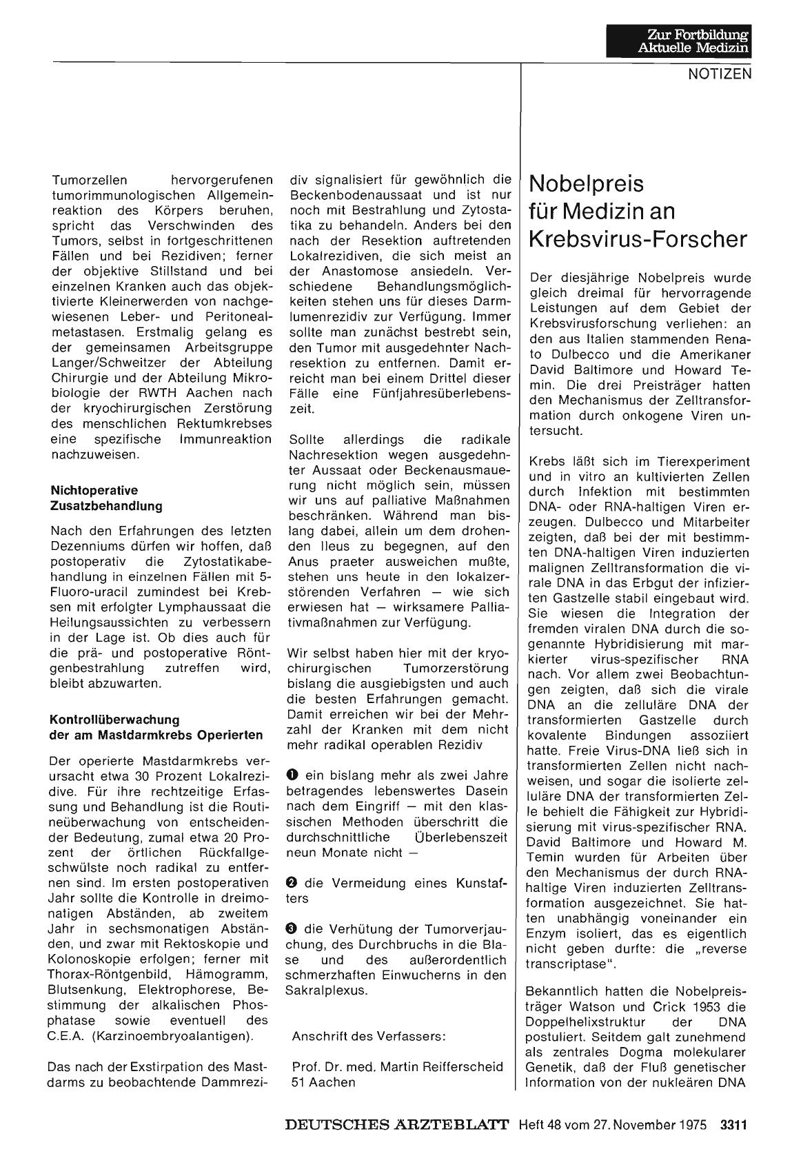 Vorschauseite 1: Nobelpreis für Medizin an Krebsvirus-Forscher