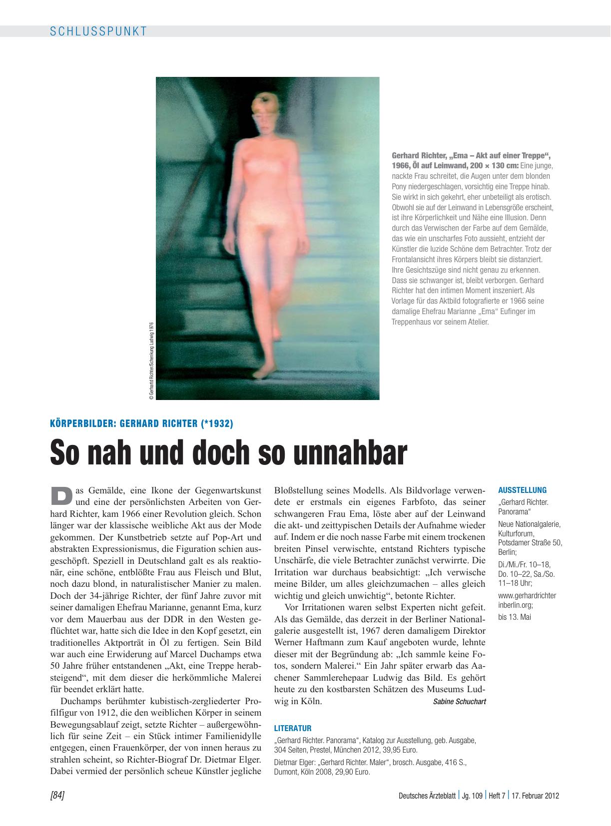 Vorschauseite 1: Körperbilder: Gerhard Richter (*1932) - So nah und doch so unnahbar