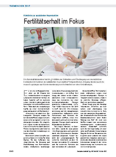 Vorschauseite 1: Richtlinie zur assistierten Reproduktion: Fertilitätserhalt im Fokus