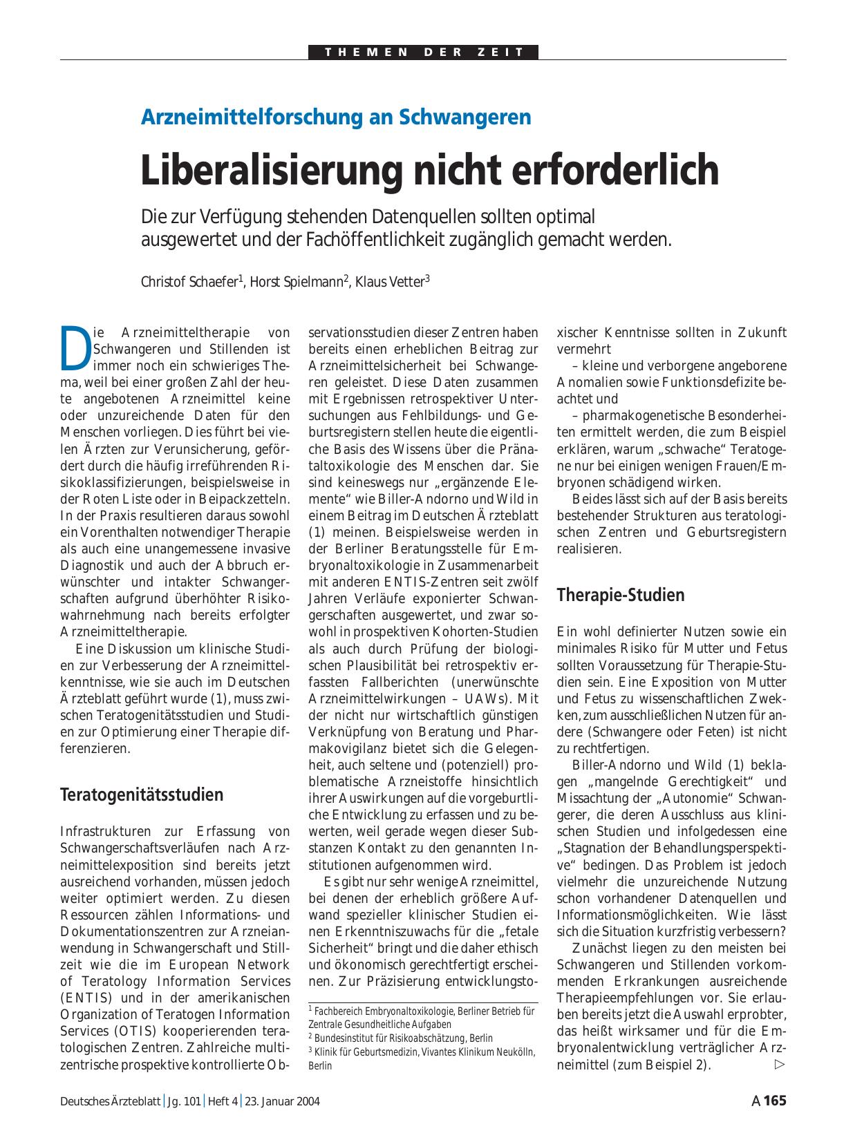 Vorschauseite 1: Arzneimittelforschung an Schwangeren: Liberalisierung nicht erforderlich