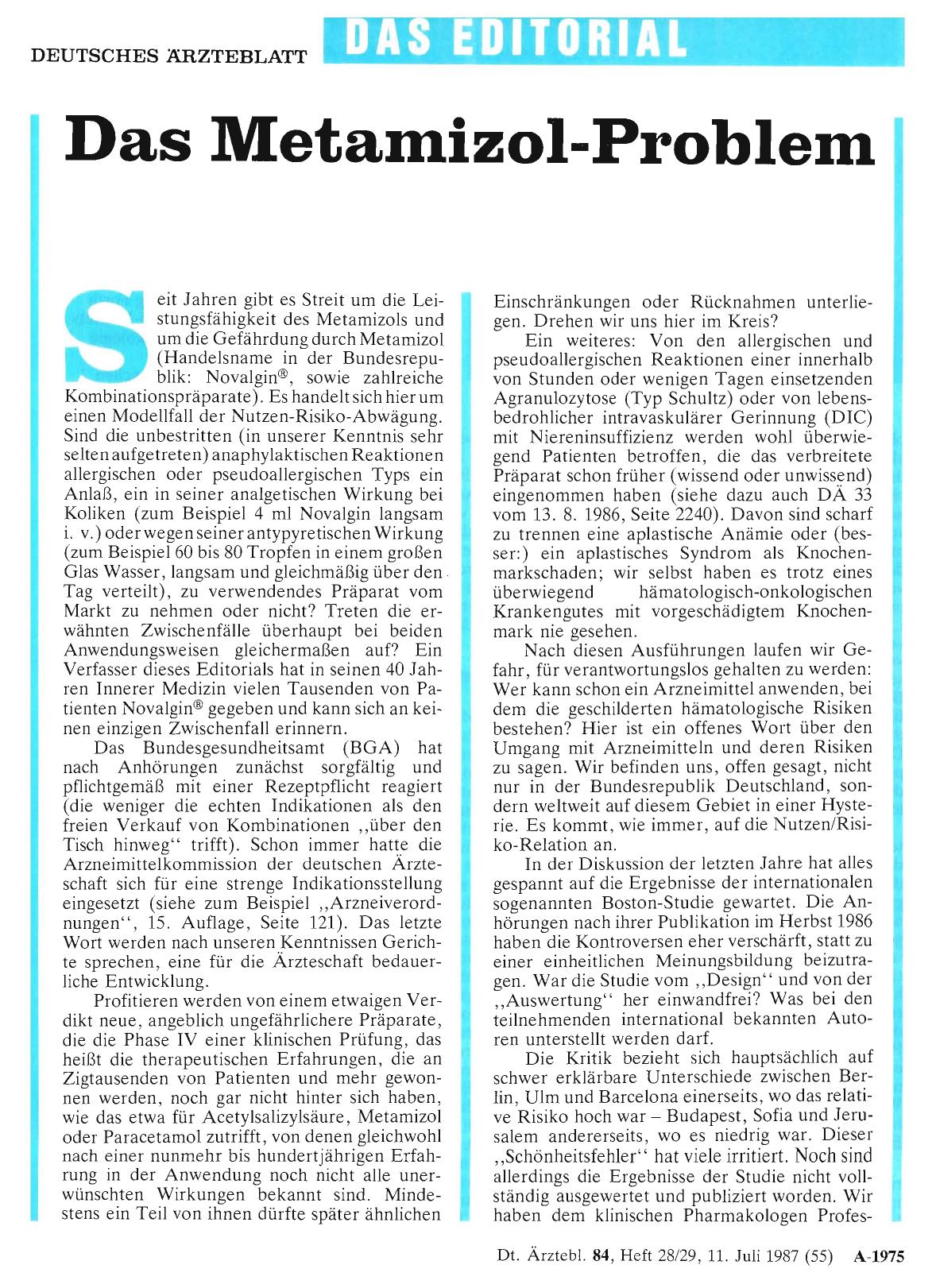 Vorschauseite 1: Das Metamizol-Problem