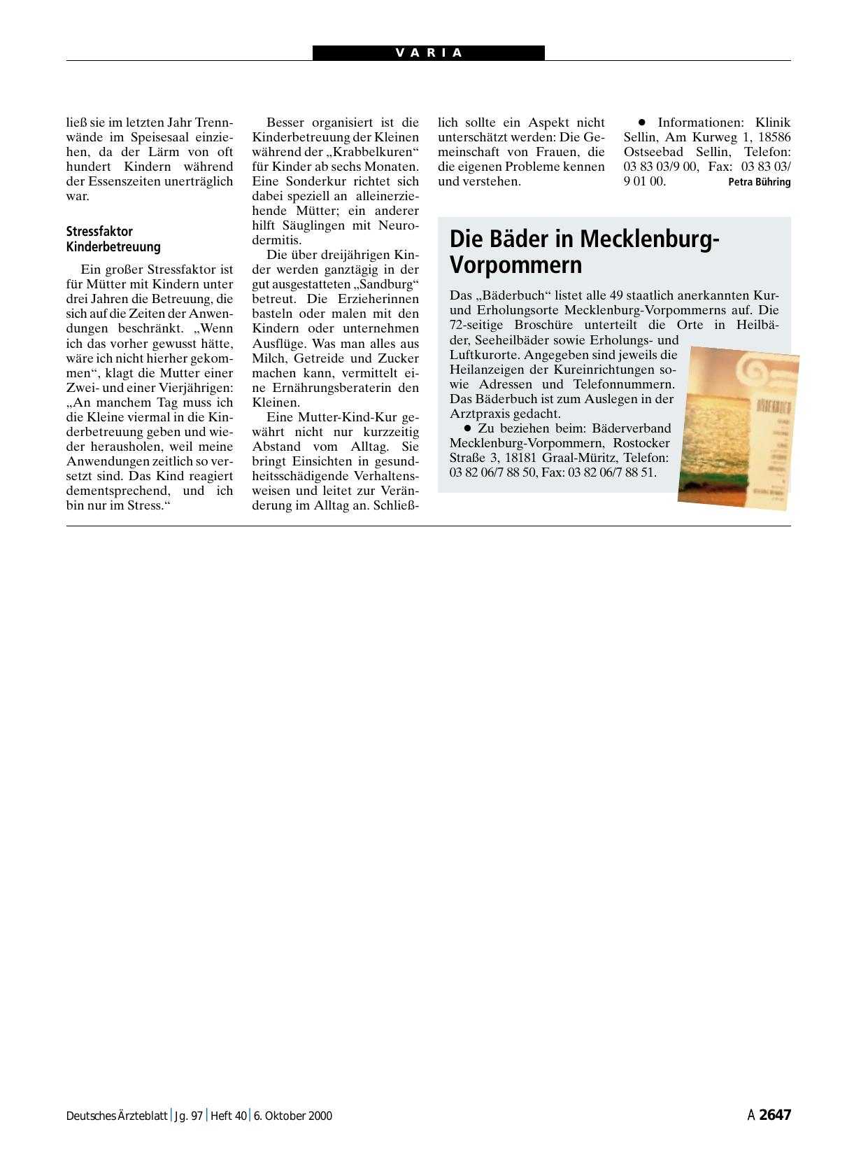 Vorschauseite 1: Die Bäder in Mecklenburg-Vorpommern