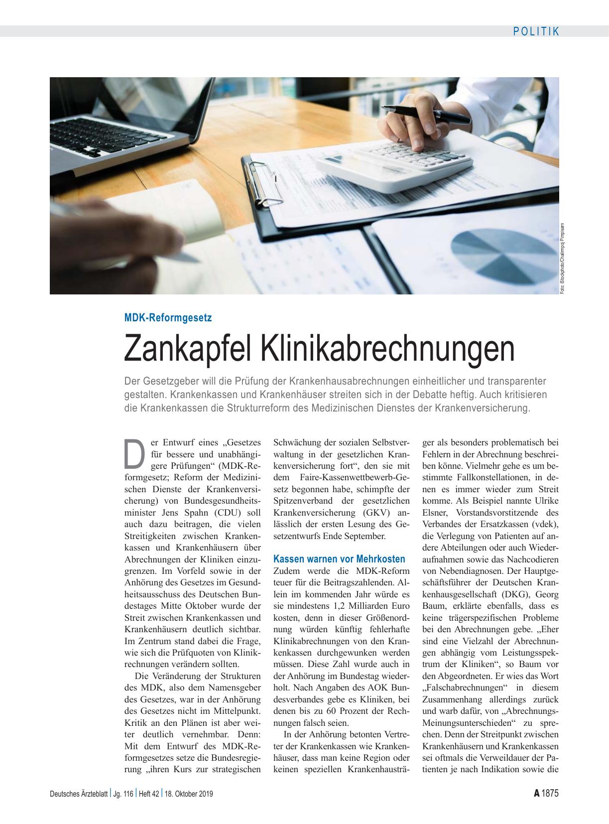 Vorschauseite 1: MDK-Reformgesetz: Zankapfel Klinikabrechnungen