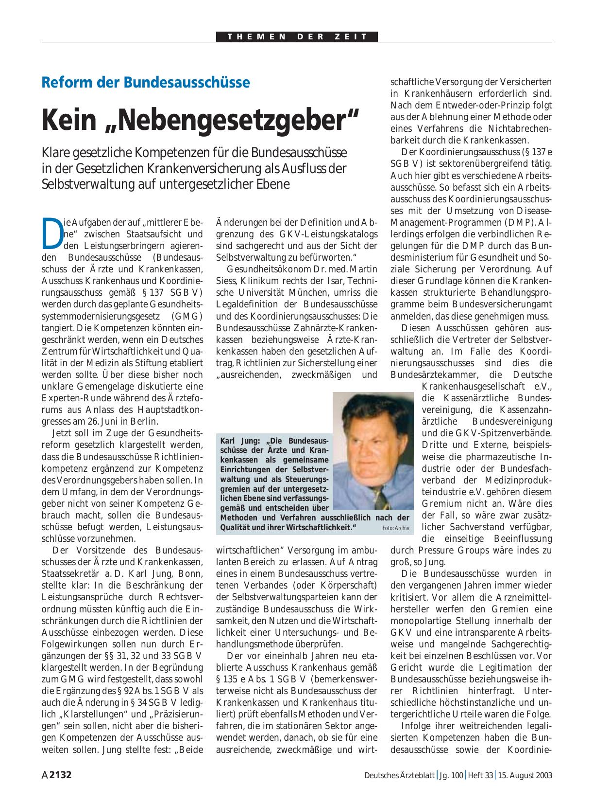 Vorschauseite 1: Reform der Bundesausschüsse: Kein „Nebengesetzgeber“