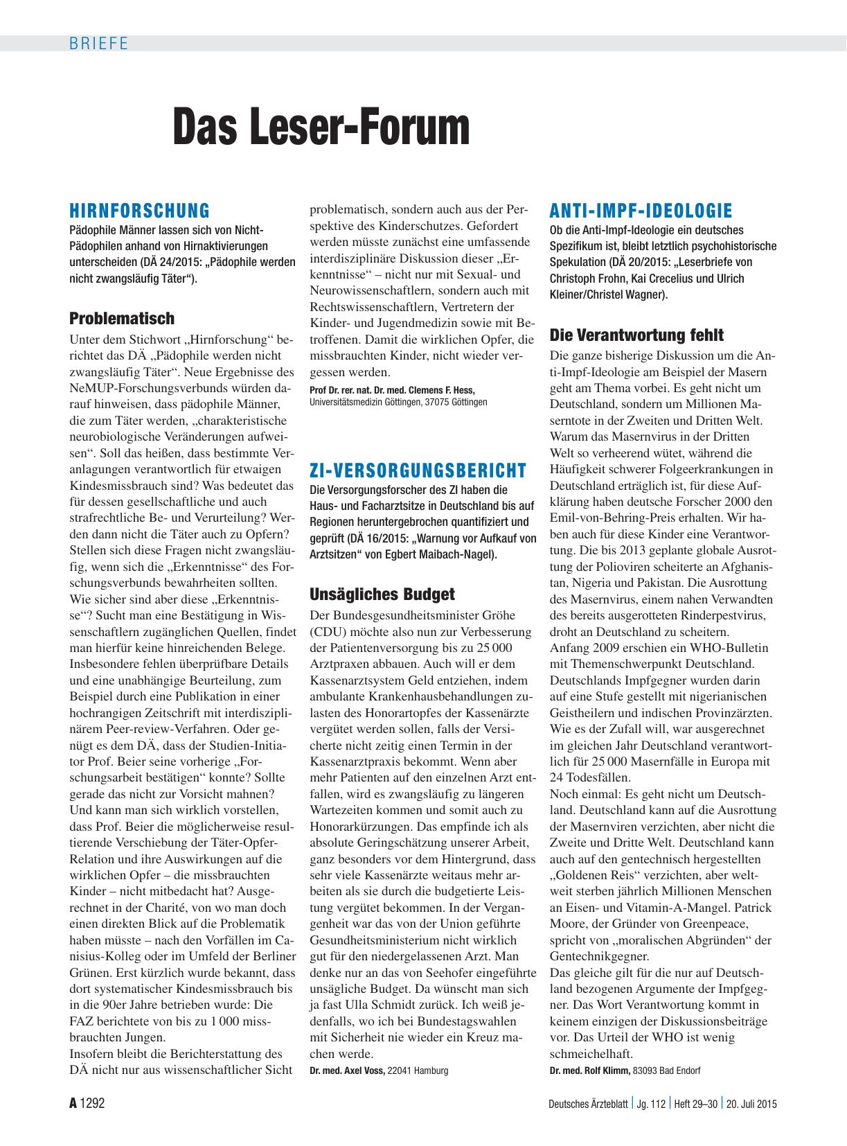 Vorschauseite 1: Anti-Impf-Ideologie: Die Verantwortung fehlt