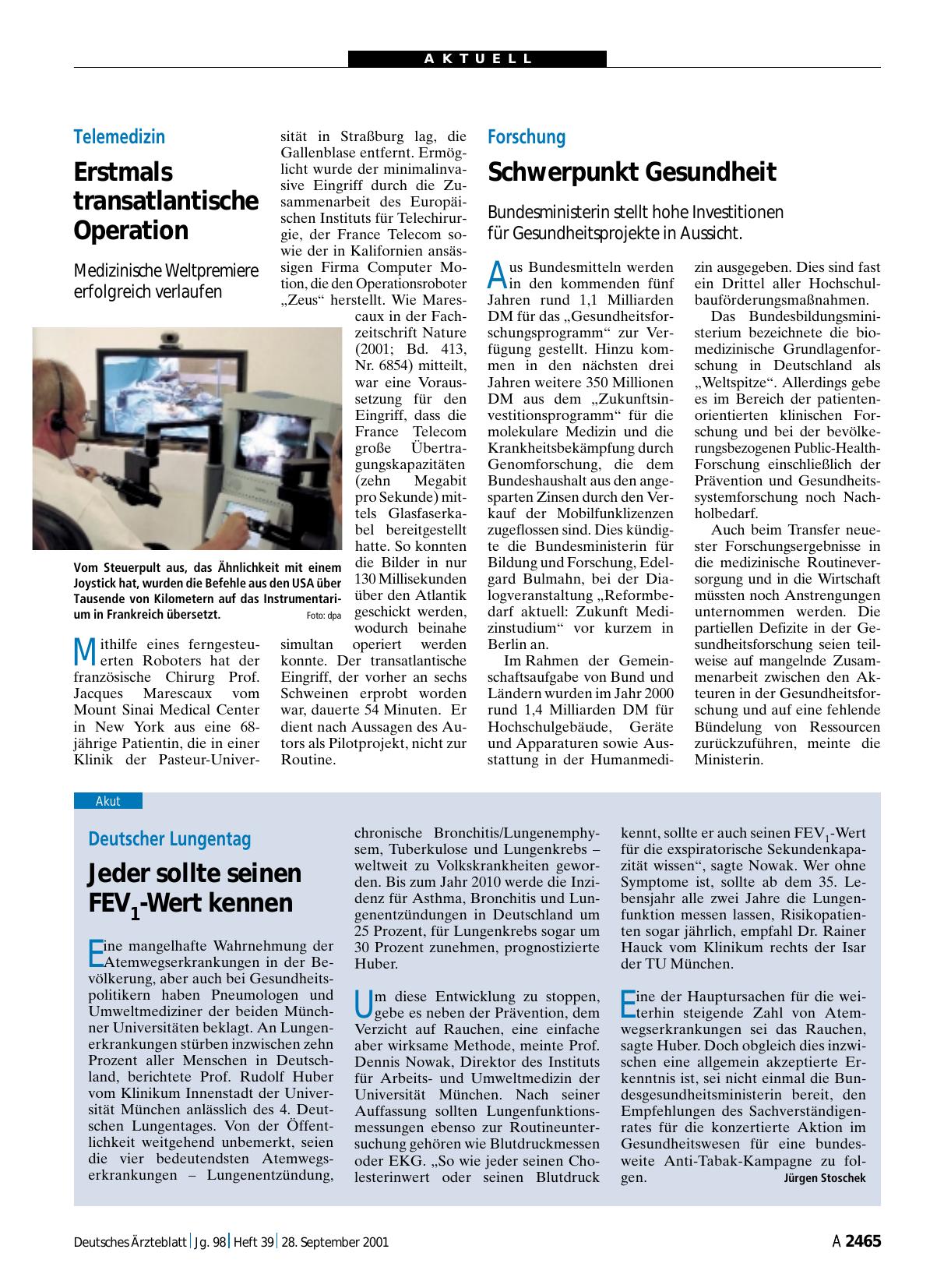 Vorschauseite 1: Forschung: Schwerpunkt Gesundheit