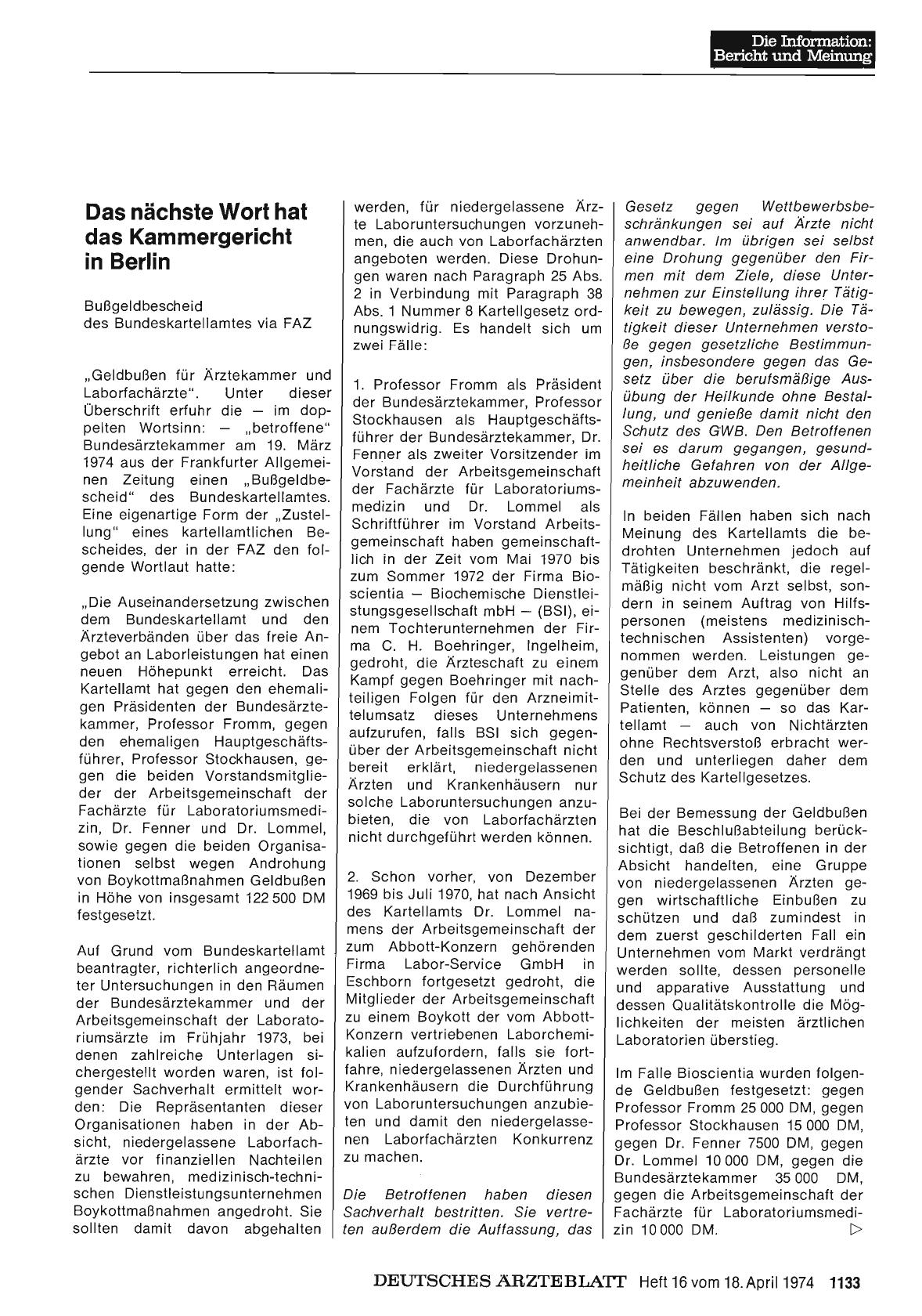 Vorschauseite 1: Das nächste Wort hat das Kammergericht in Berlin