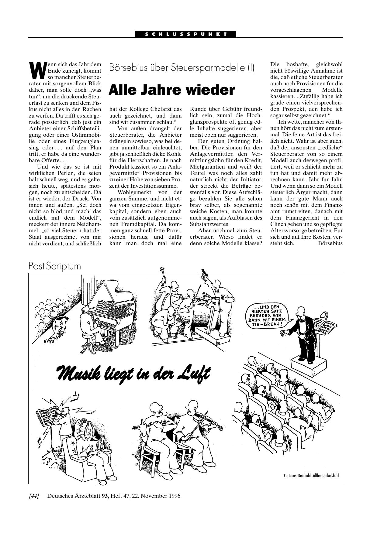 Vorschauseite 1: Börsebius über Steuersparmodelle (I): Alle Jahre wieder