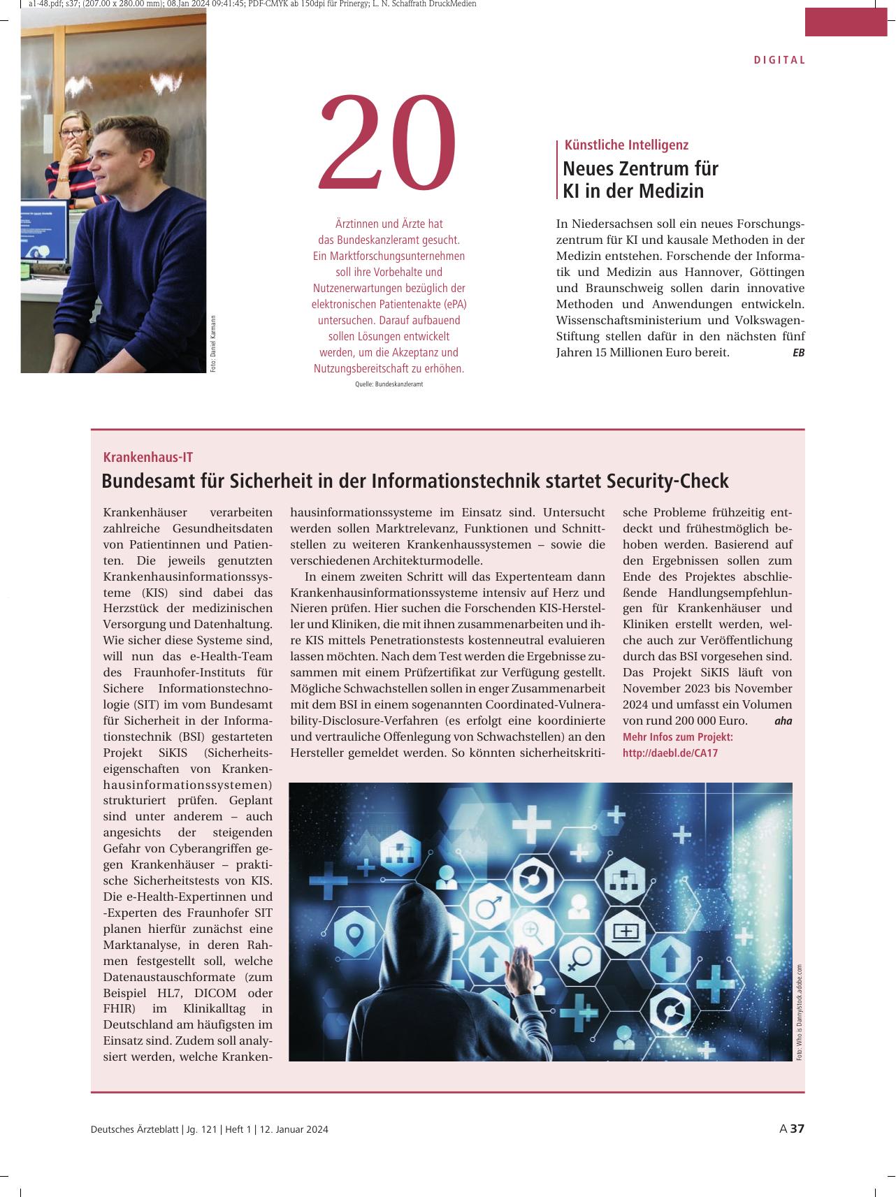 Vorschauseite 1: Krankenhaus-IT: Bundesamt für Sicherheit in der Informationstechnik startet Security-Check